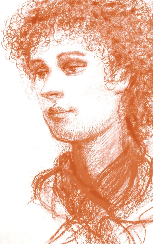a portrait of a girls head in red chalk 1