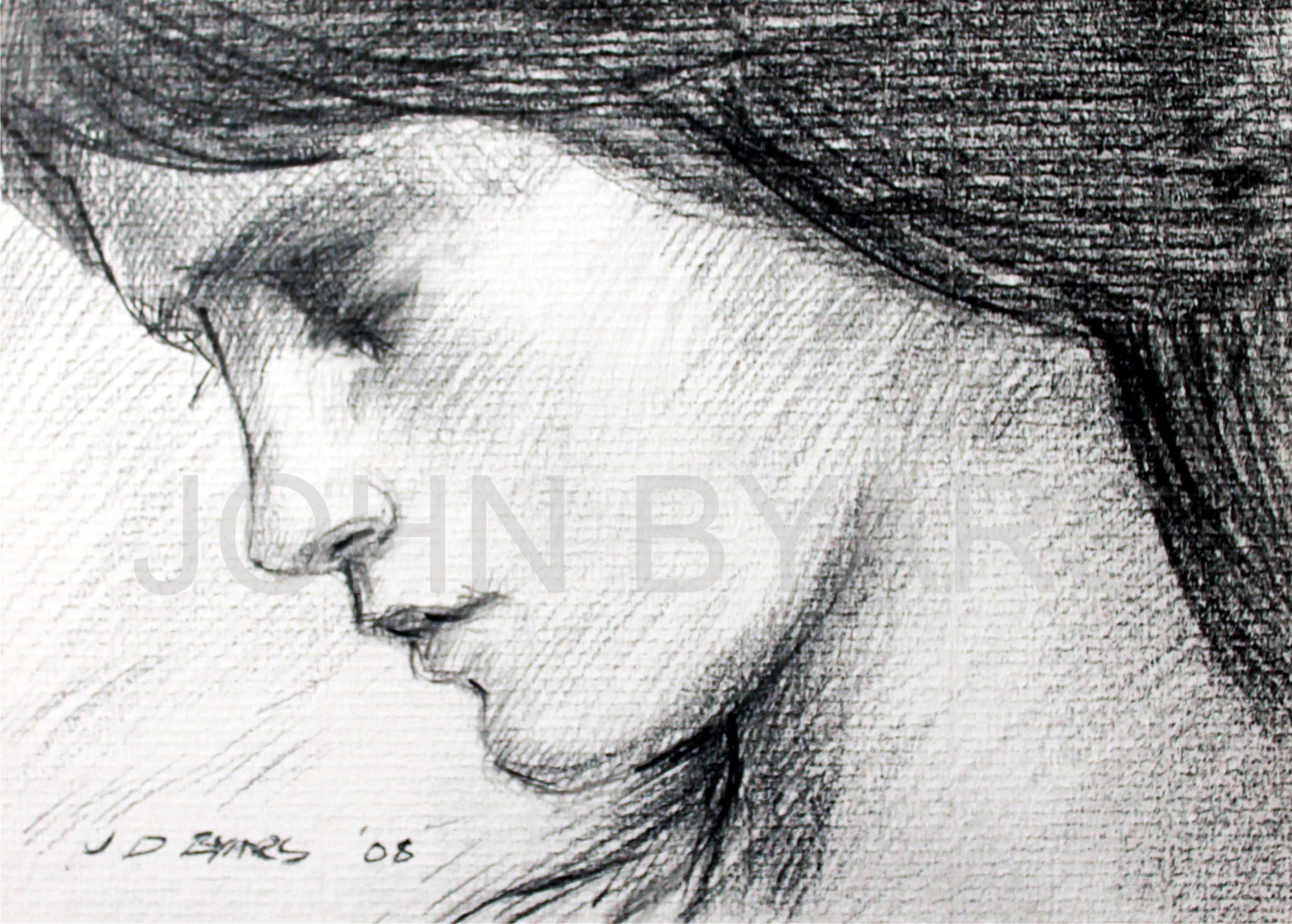 a portrait of a young girl watermarked 1