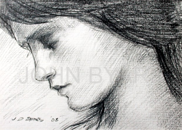 a portrait of a young girl watermarked 1