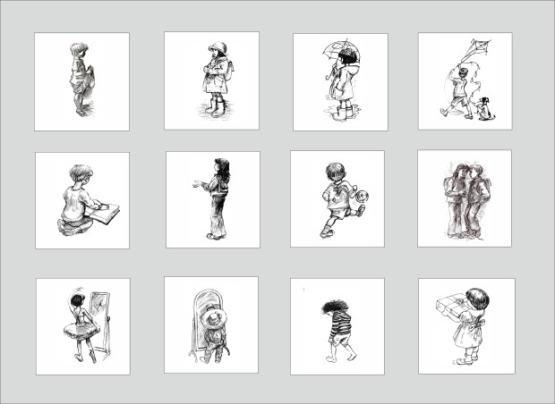 Bitmap in page of chidren in squares gray background 2