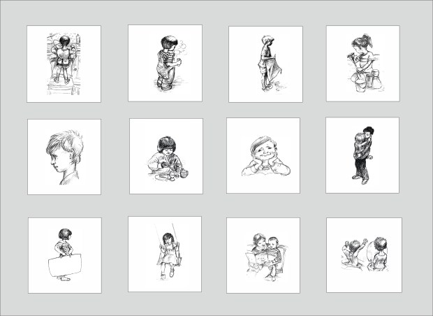 Bitmap in page of chidren in squares gray background 4